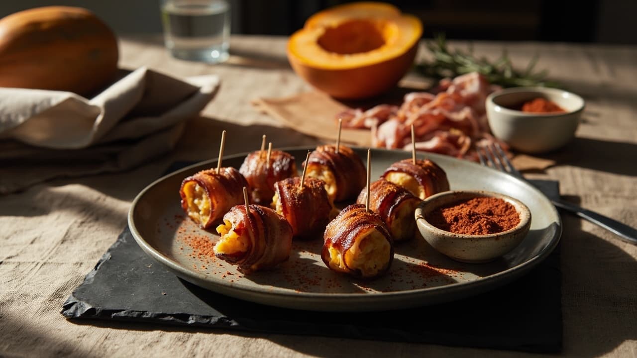 Bacon-Wrapped Butternut Squash Bites with Smoked Paprika