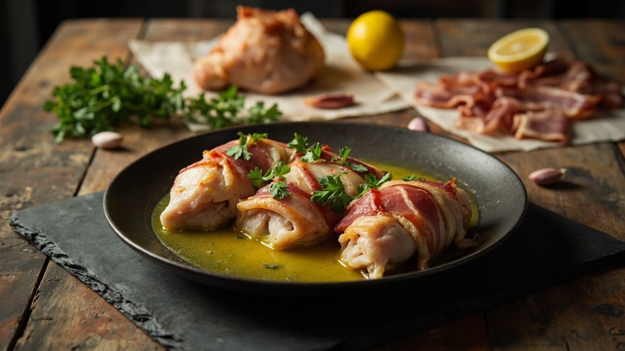 Bacon-Wrapped Chicken Thighs with Lemon Butter