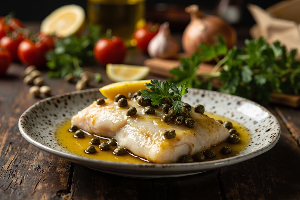 Baked Cod with Capers and Lemon