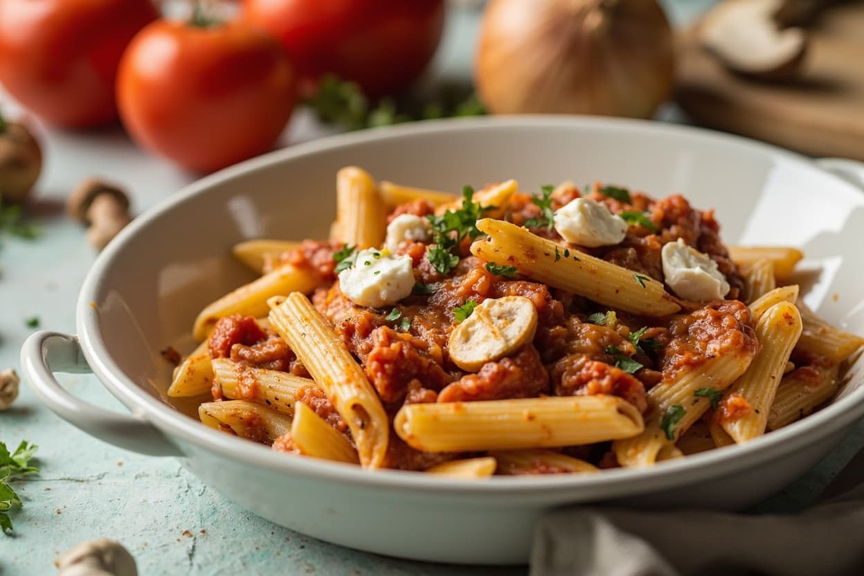 Baked Ziti with Mushrooms and Ricotta