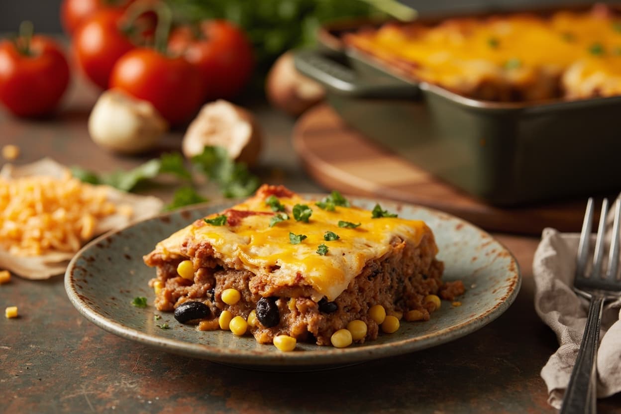 Beef and Corn Tortilla Casserole