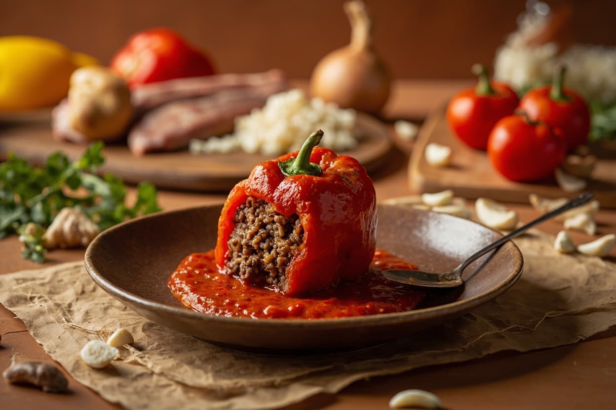 Beef and Rice Stuffed Bell Peppers