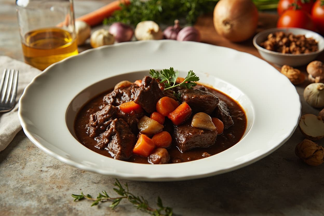 Beef Bourguignon with Carrots and Thyme