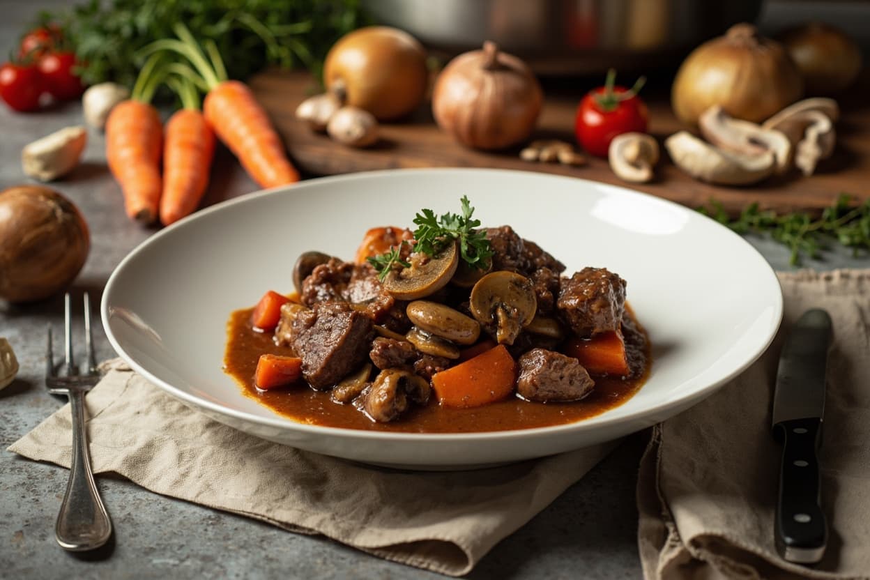 Beef Bourguignon with Mushrooms