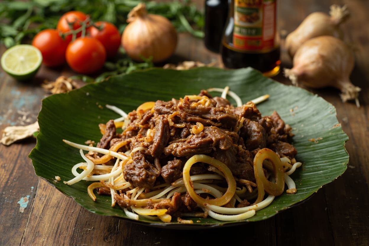 Beef Mushroom Soy Bistek with Onions