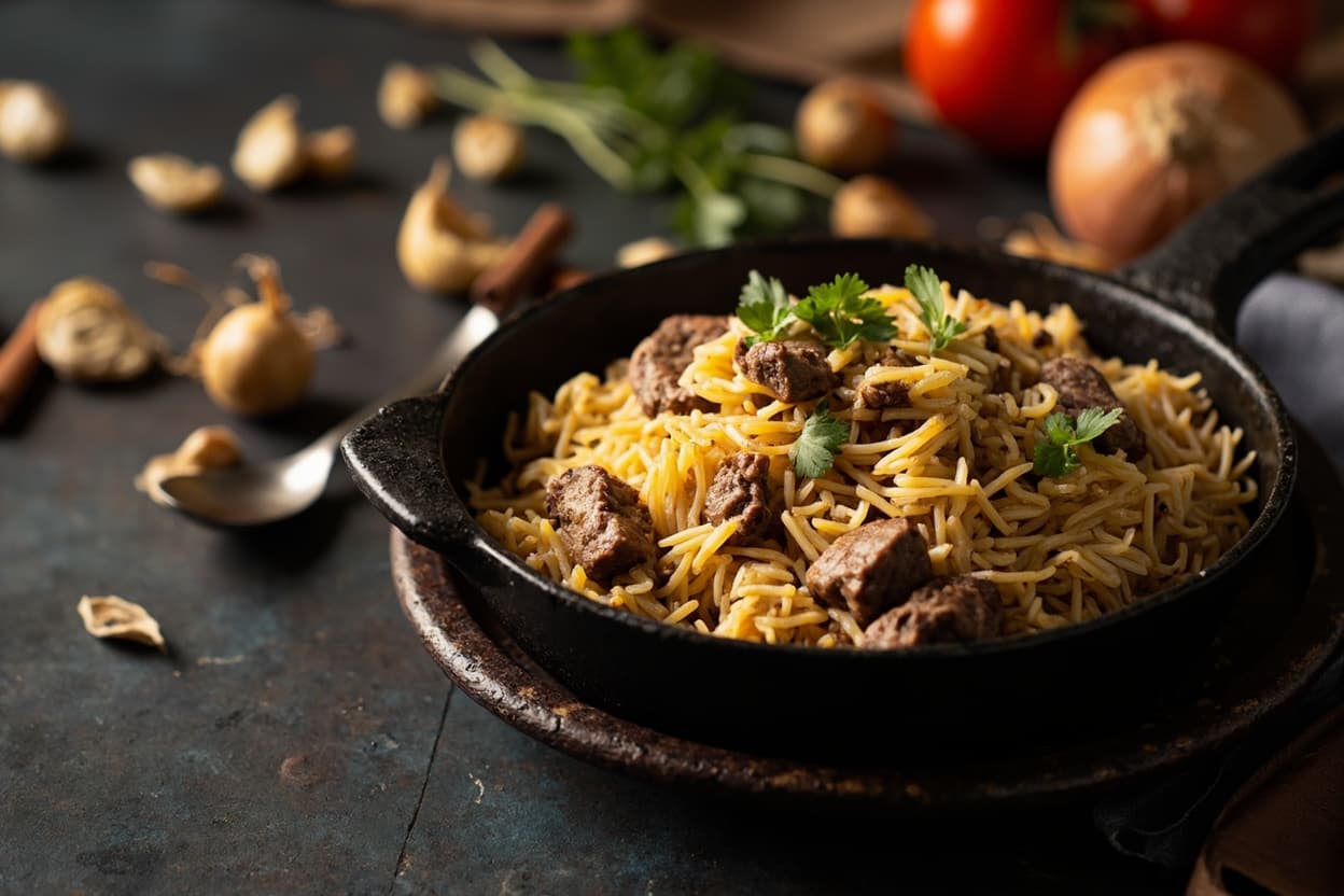 Beef Yakhni Pulao, Cinnamon and Cloves