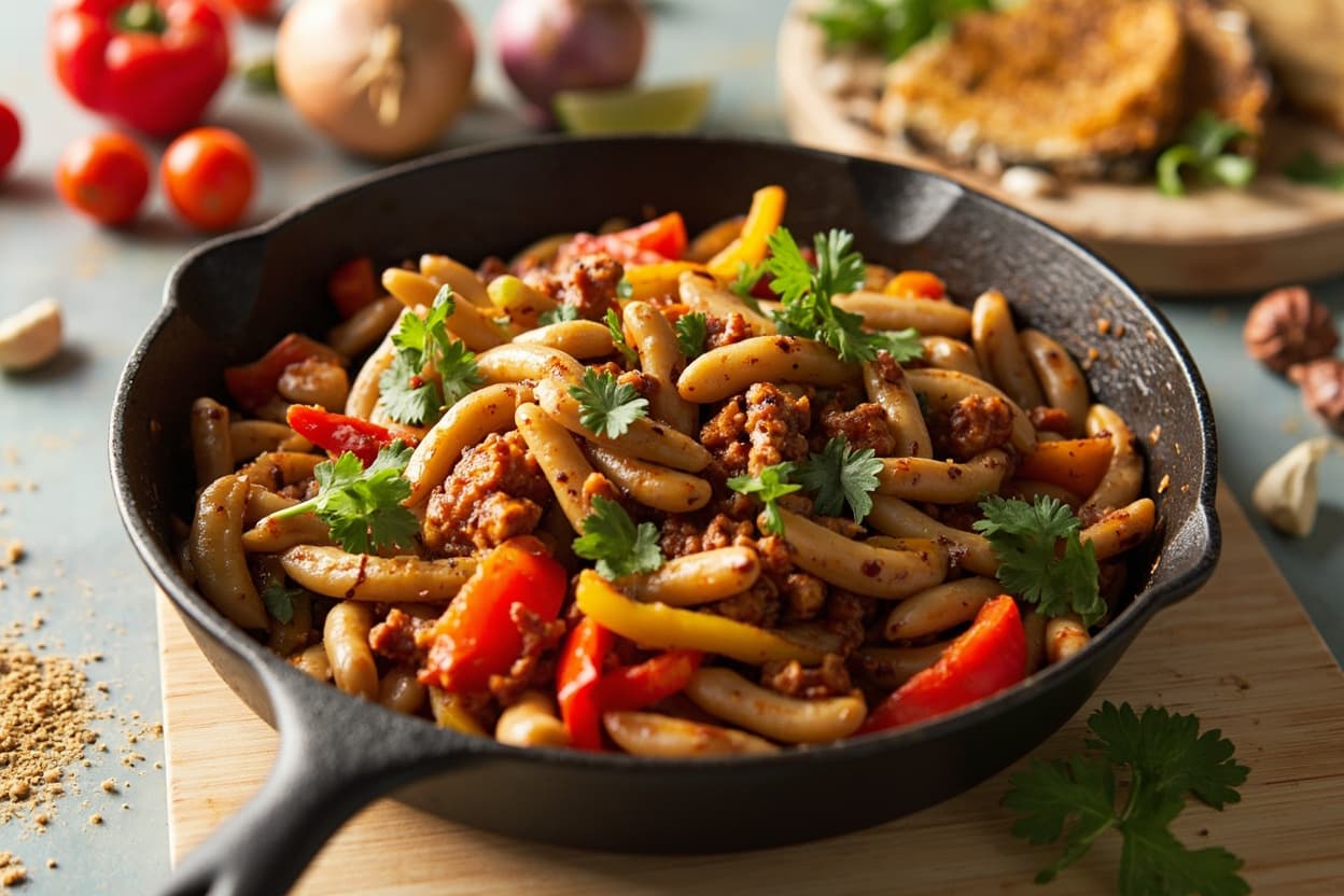 Bell Pepper and Pinto Bean Fajita Skillet