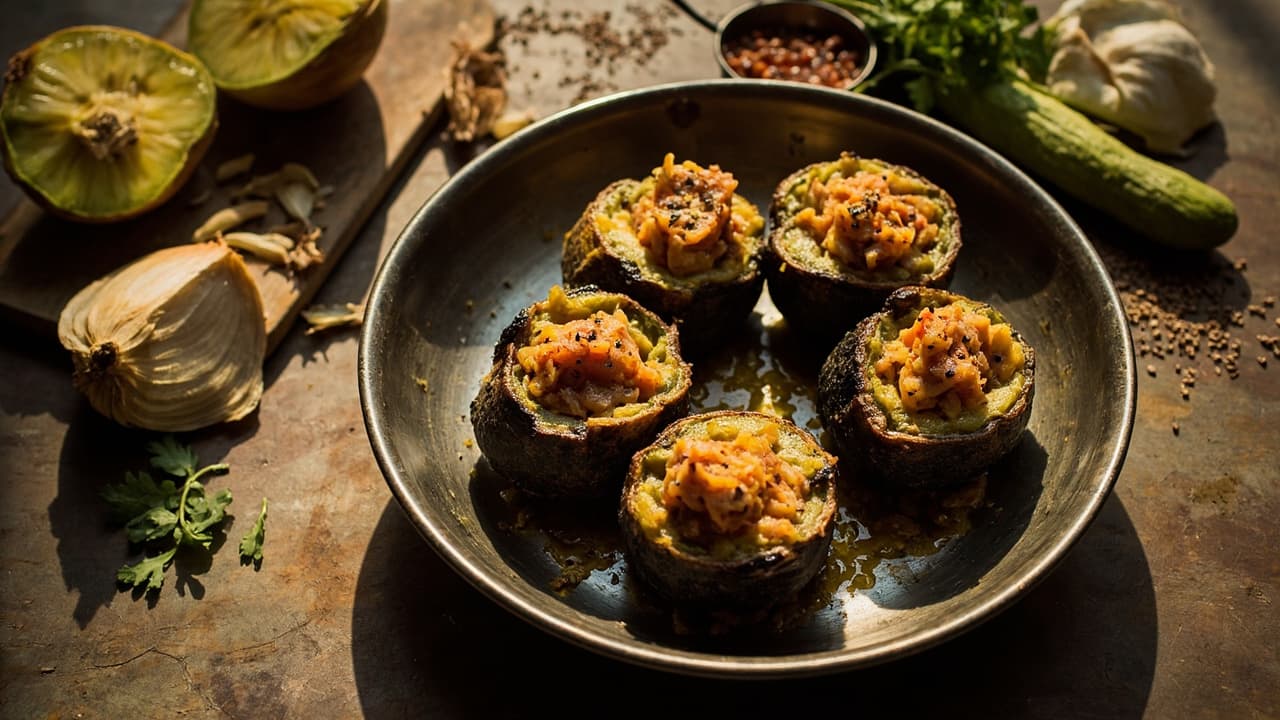Bharwa Karela — Bitter Melon Stuffed with Spiced Onion