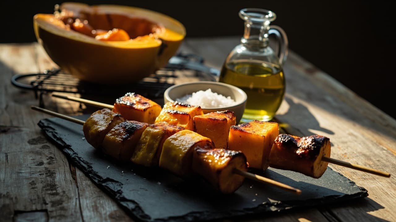 Binchōtan-Grilled Butternut Squash Skewer with Salt