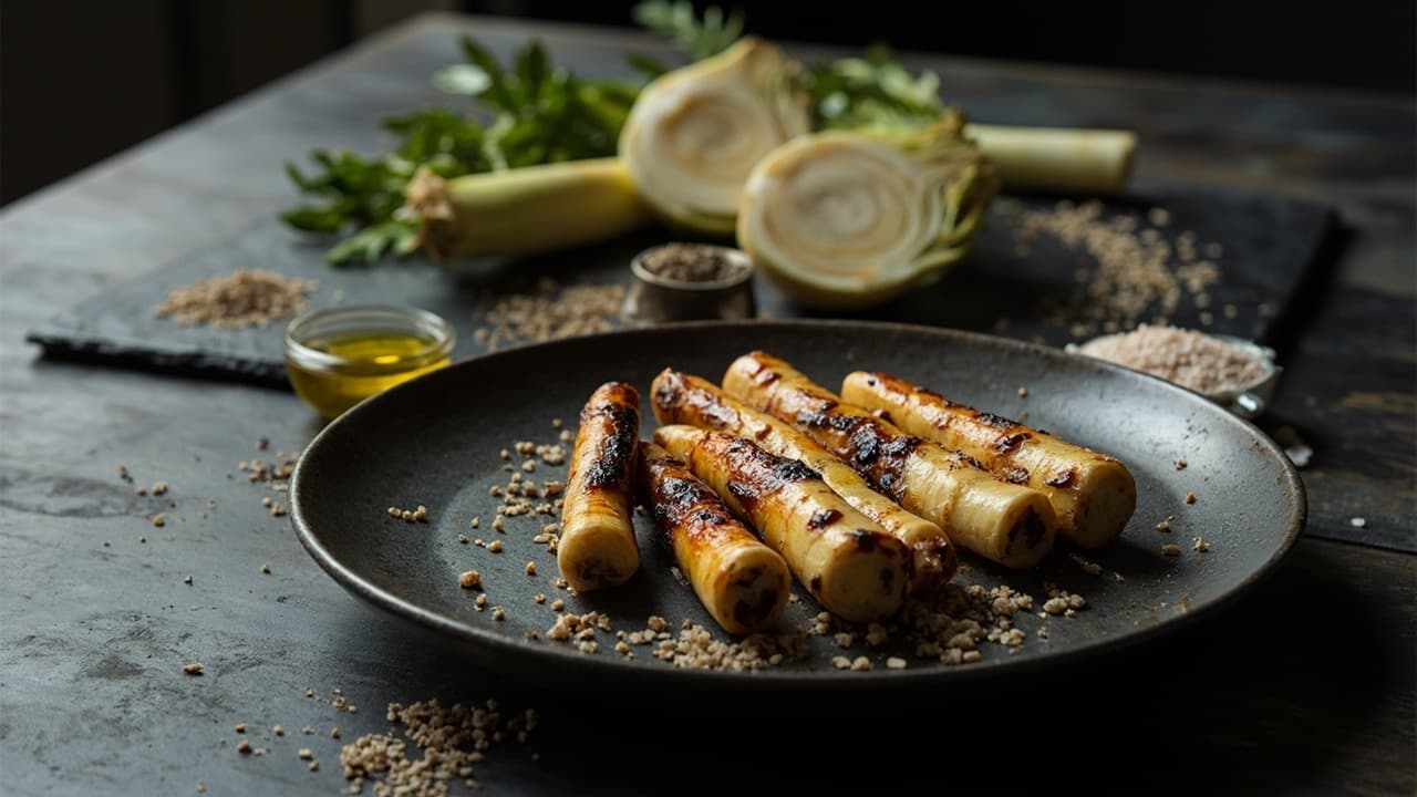 Binchōtan-Roasted Parsnip with Fennel Salt