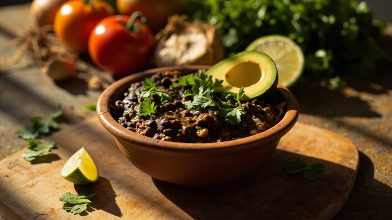 Black Bean and Avocado Dip with Smoky Hogao