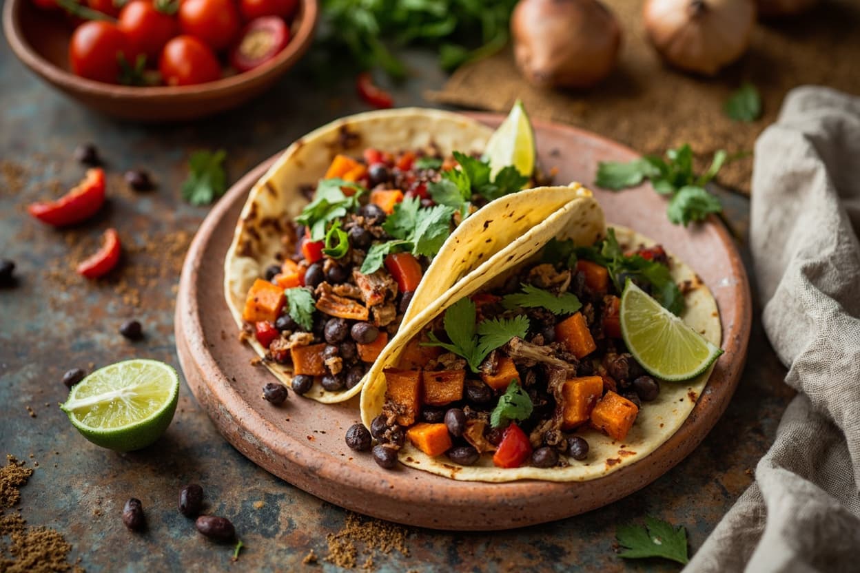 Black Bean and Roasted Sweet Potato Tacos