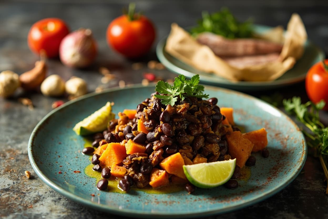 Black Bean and Sweet Potato Hash with Lime