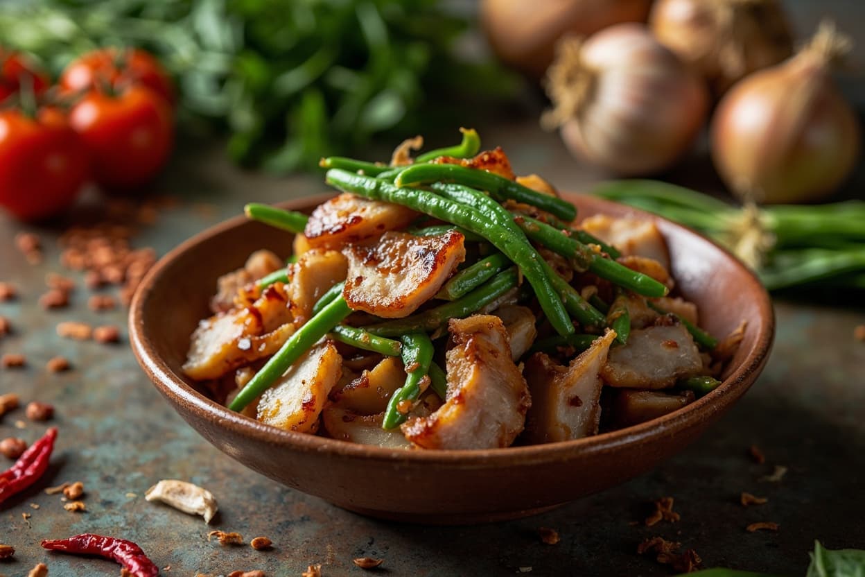 Blistered Pork Belly and Green Bean Stir-Fry