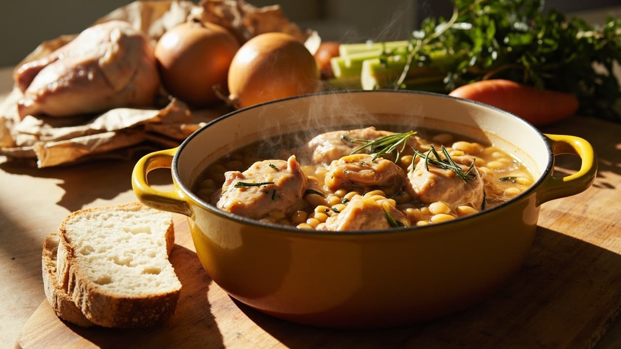 Braised Chicken Thighs with White Beans and Rosemary