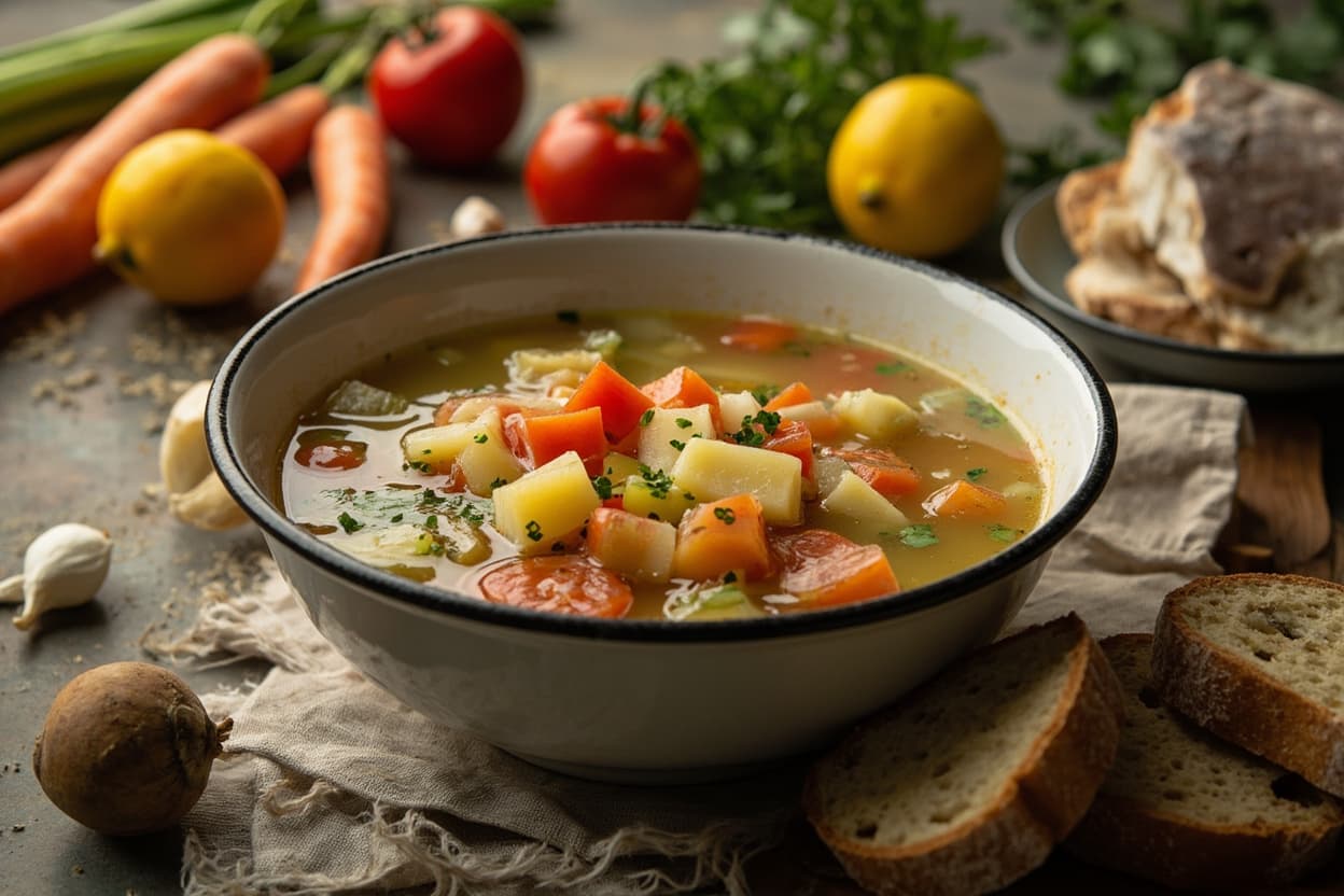 Bright Sour Vegetable and Potato Soup