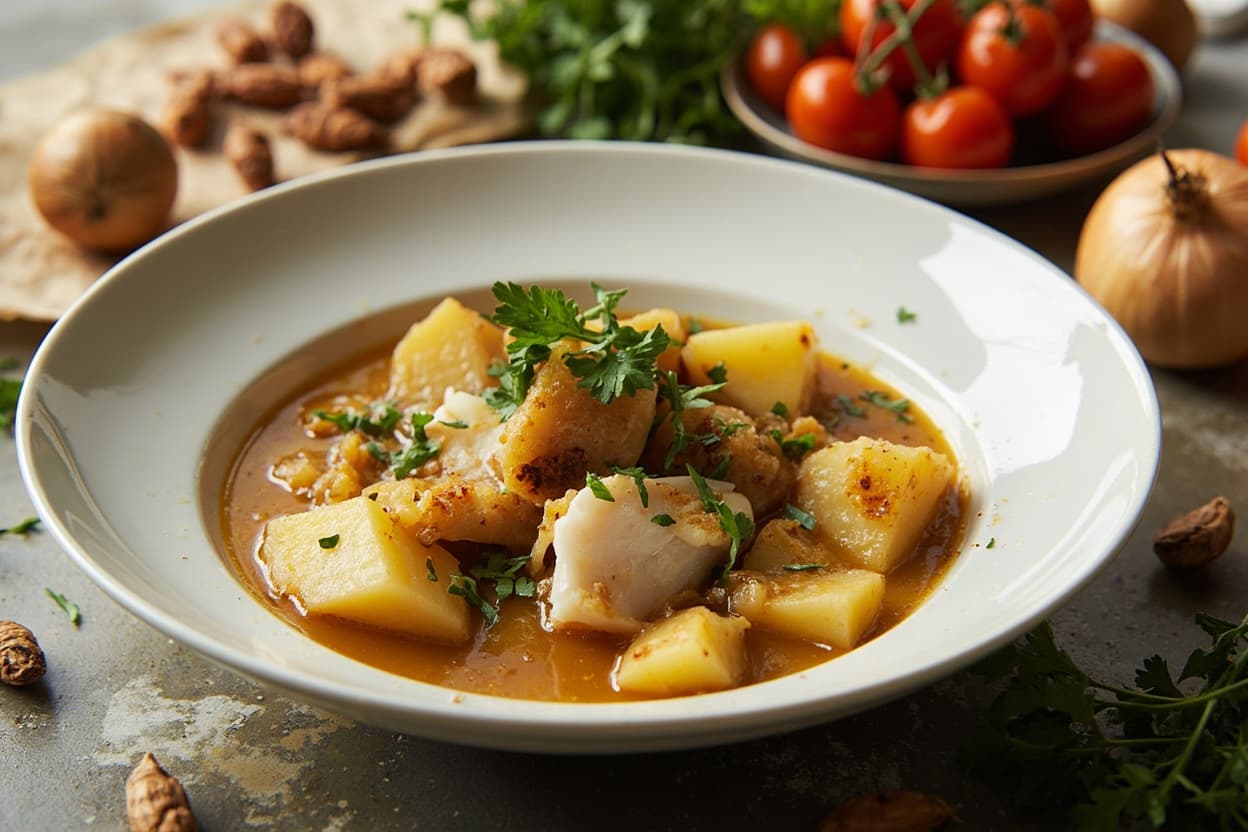 Brothy cod and potato comfort stew