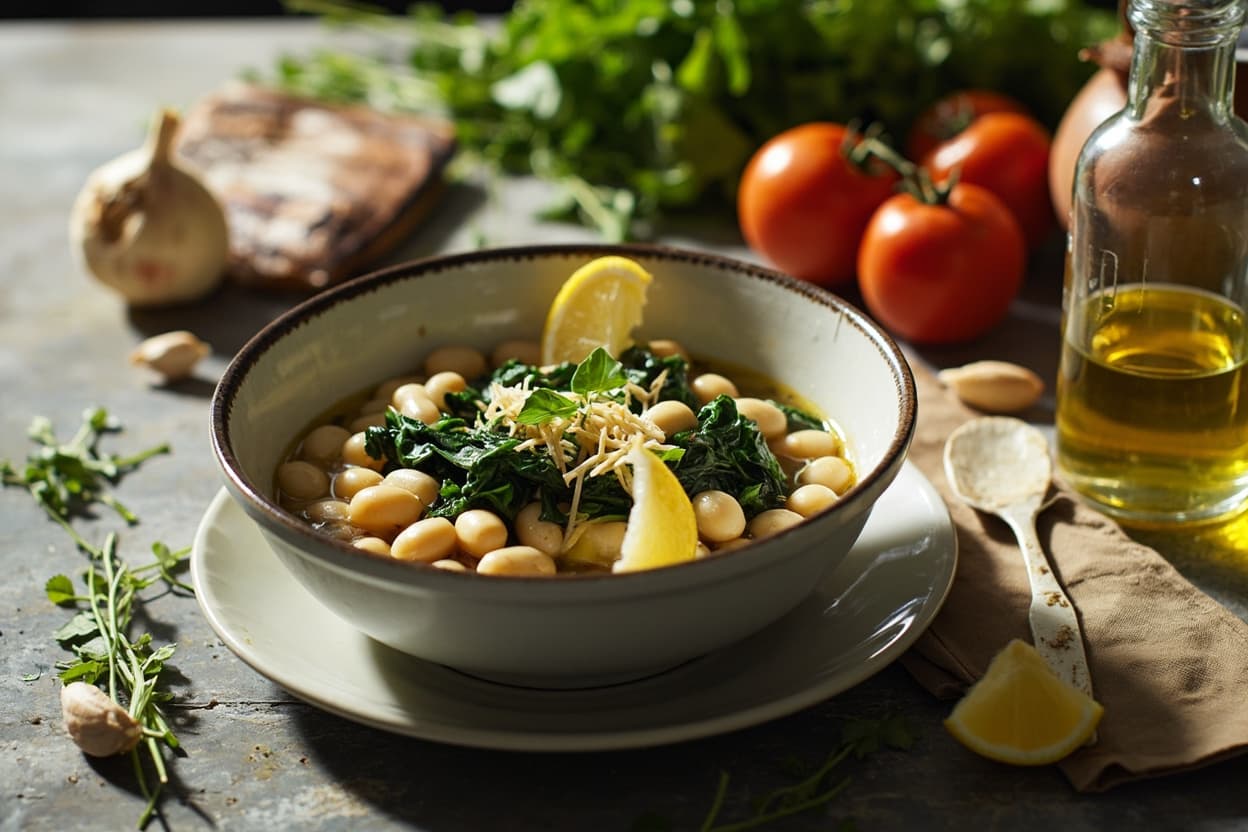 Brothy White Beans with Spinach and Lemon