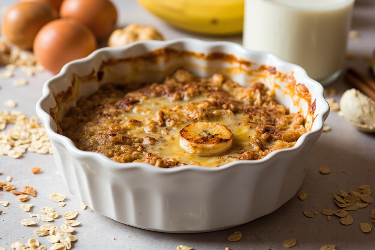 Brown Sugar Cinnamon Baked Banana Oatmeal