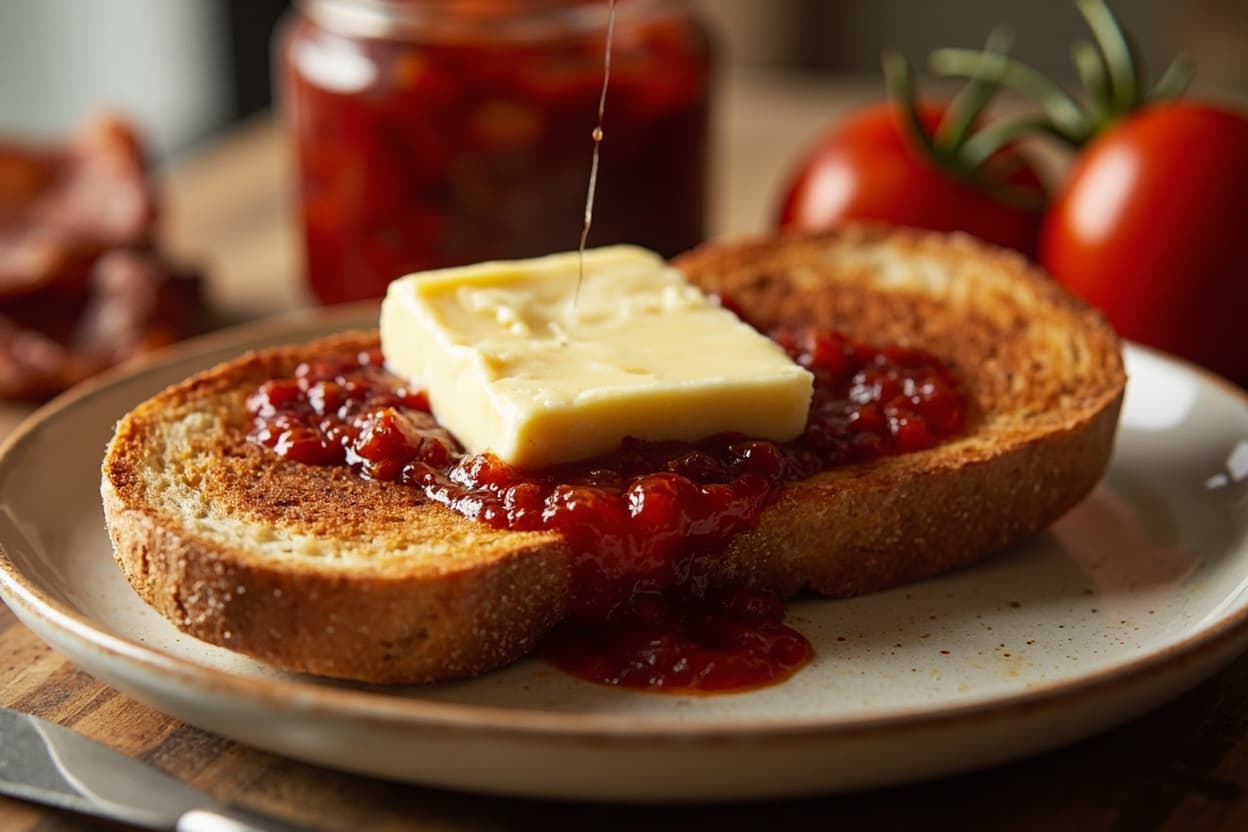 Buttered Toast with Sharp Tomato Jam