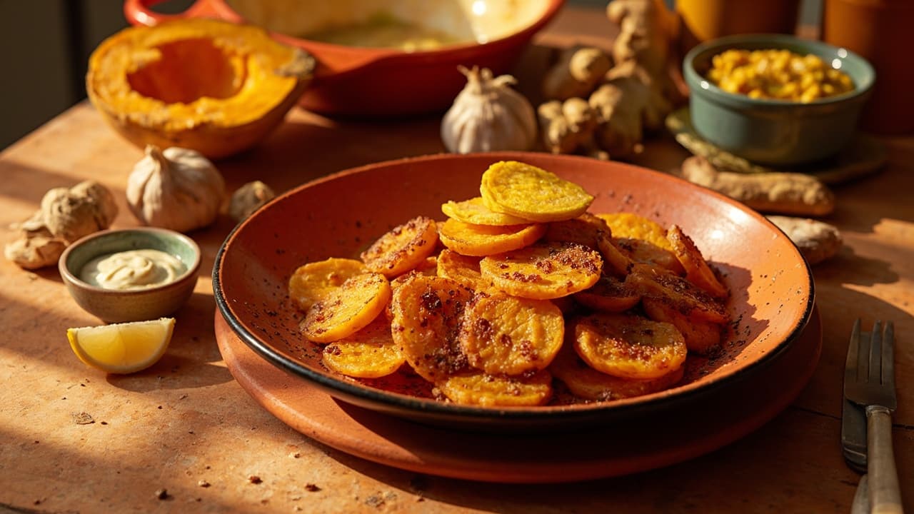 Butternut Squash Rounds with Suya Spice and Spicy Aioli
