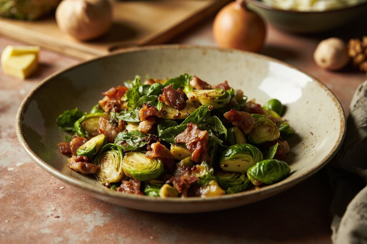 Buttery Brussels Sprouts, Bacon and Walnuts