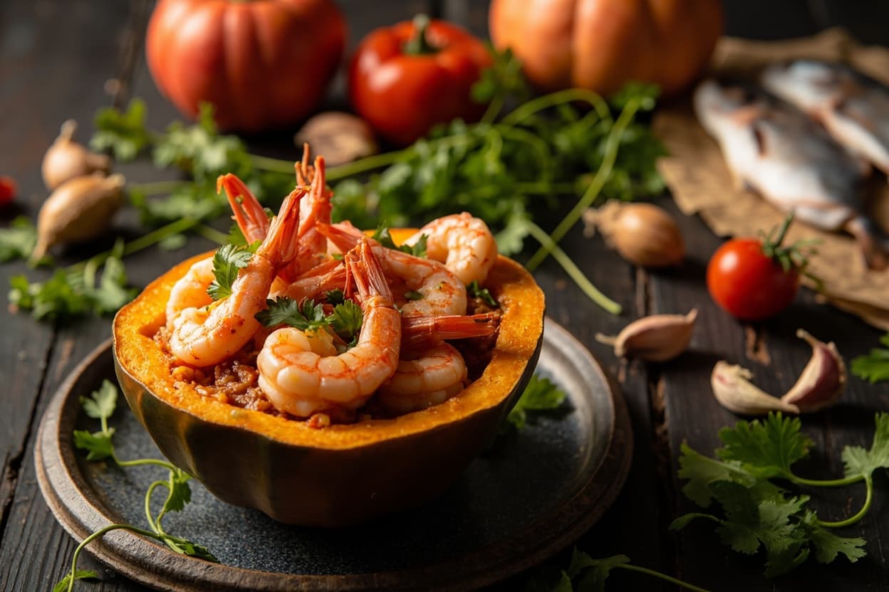 Camarão na Moranga Shrimp Pumpkin Pot