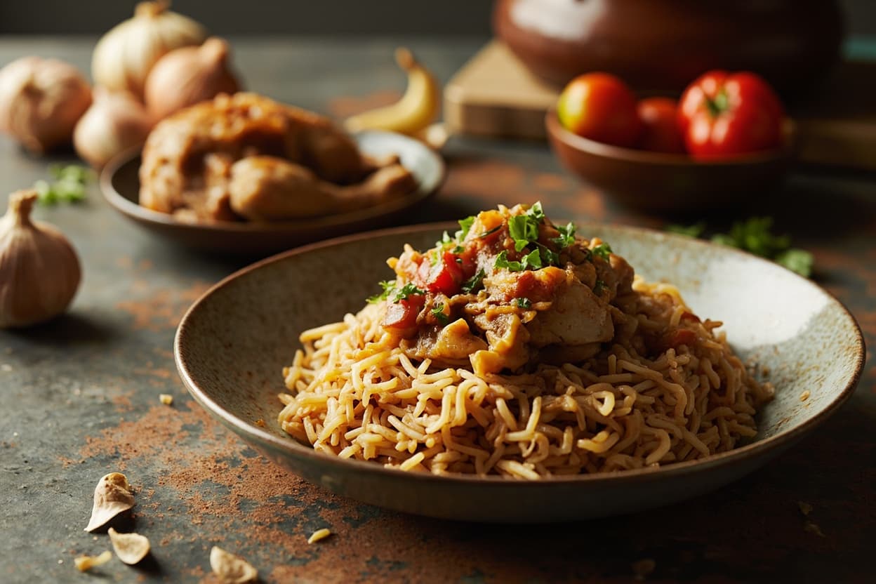 Caramel-Garlic Chicken Claypot Rice
