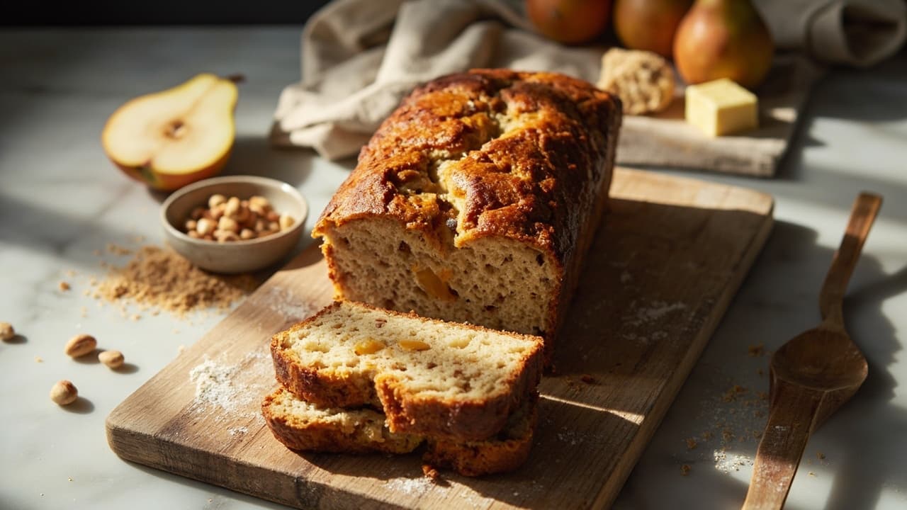 Caramelized Pear and Hazelnut Brown Sugar Loaf
