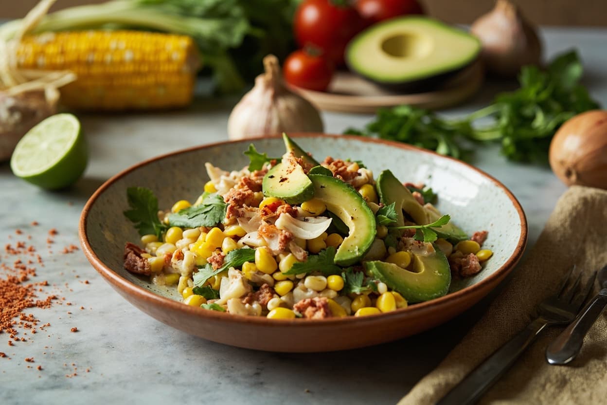 Charred Corn and Avocado Esquites Salad