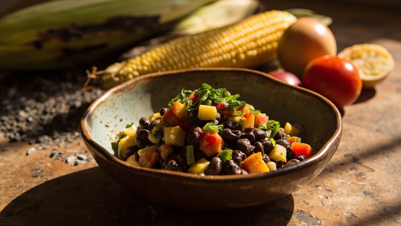 Charred Corn and Bean Salad with Braai Vinaigrette