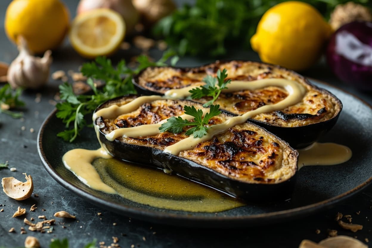 Charred Eggplant with Tahini and Lemon