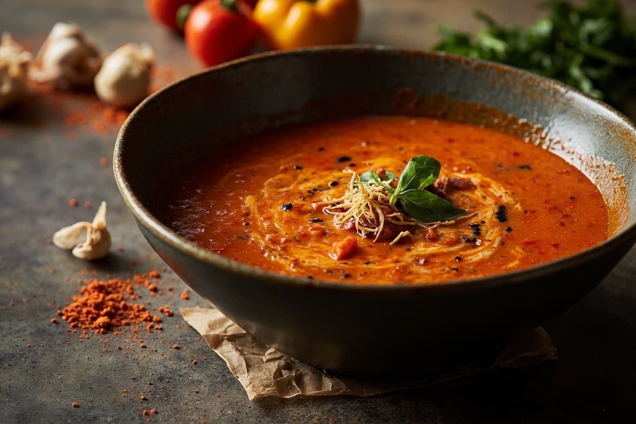 Charred Pepper and Tomato Soup