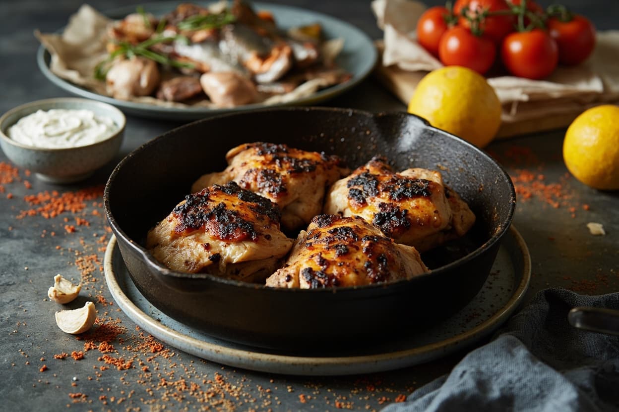 Charred Yogurt Chicken Thighs, Cumin and Lemon