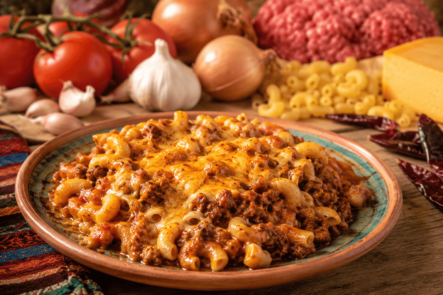 Cheesy Beef and Macaroni Skillet
