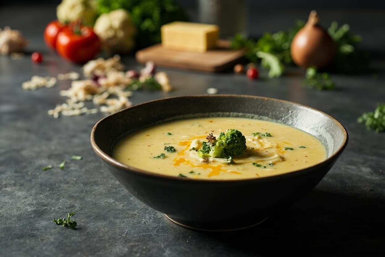 Cheesy Broccoli Cauliflower Cream Soup