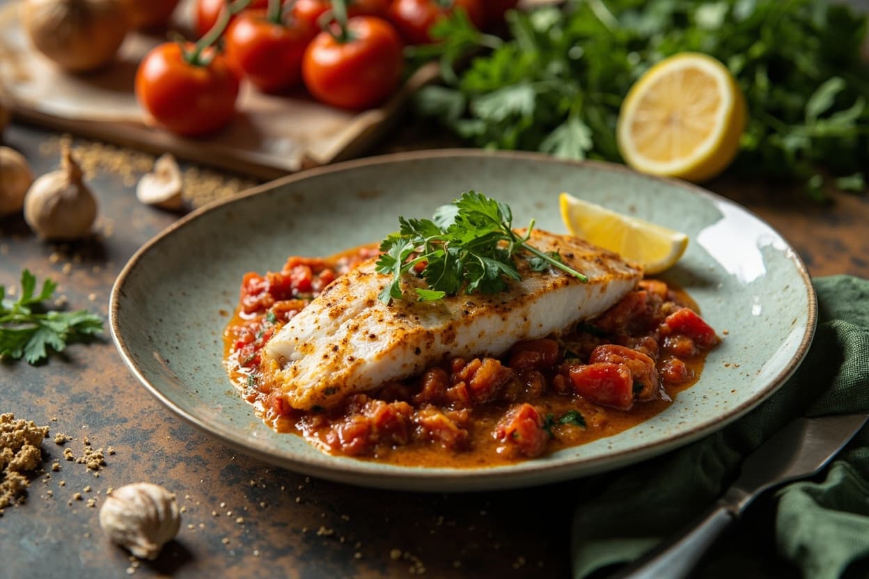 Chermoula Cod with Tomato and Cilantro