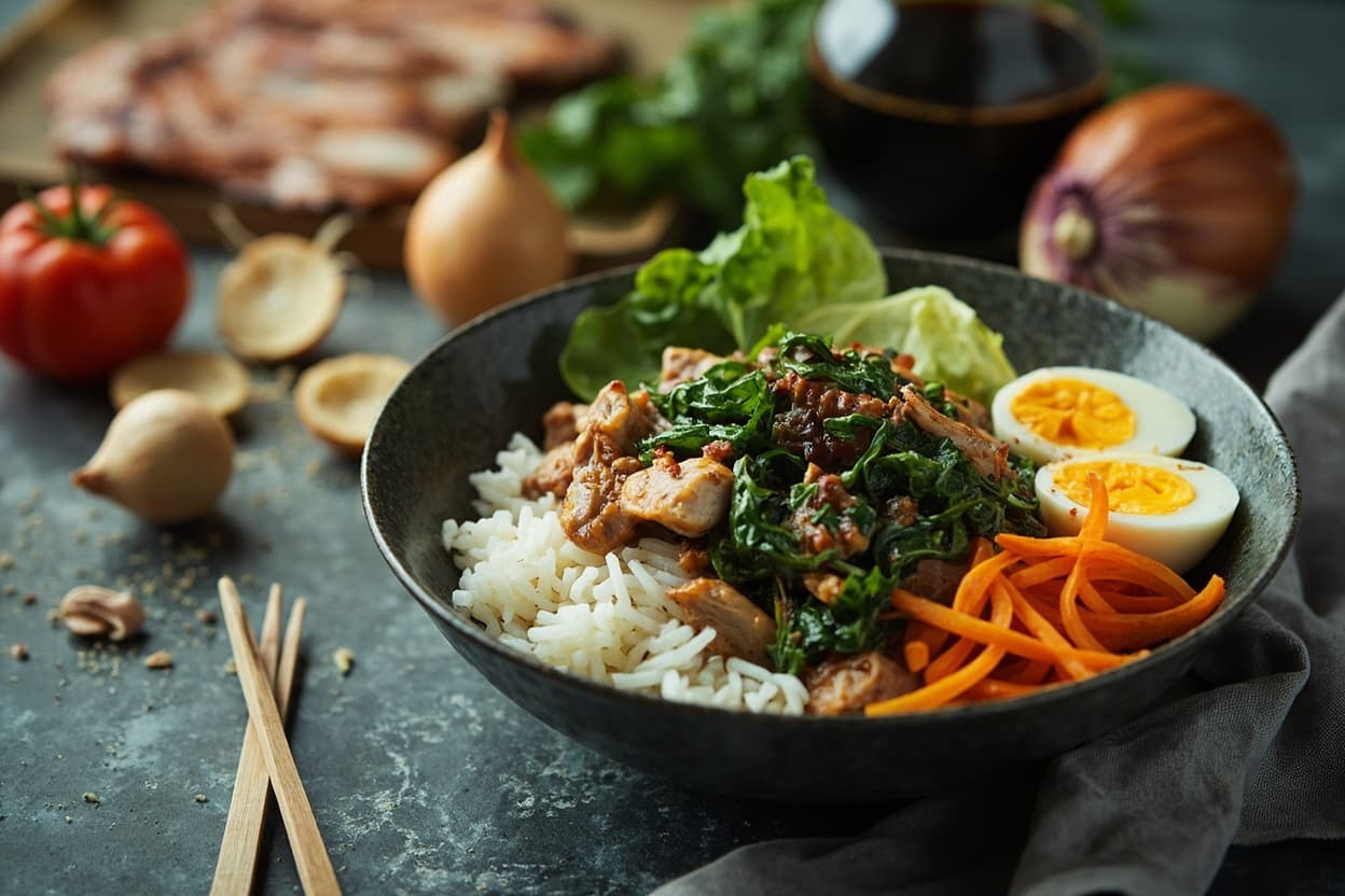 Chicken and Egg Donburi with Spinach