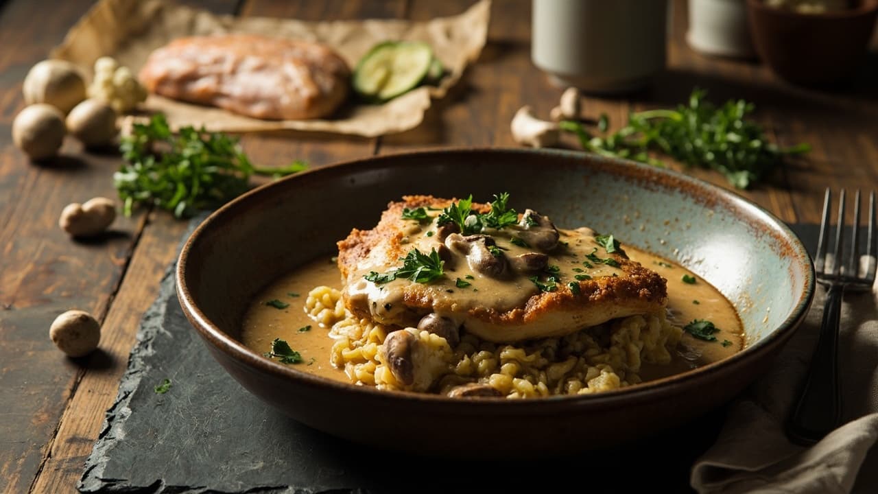 Chicken Marsala with Cauliflower Crust
