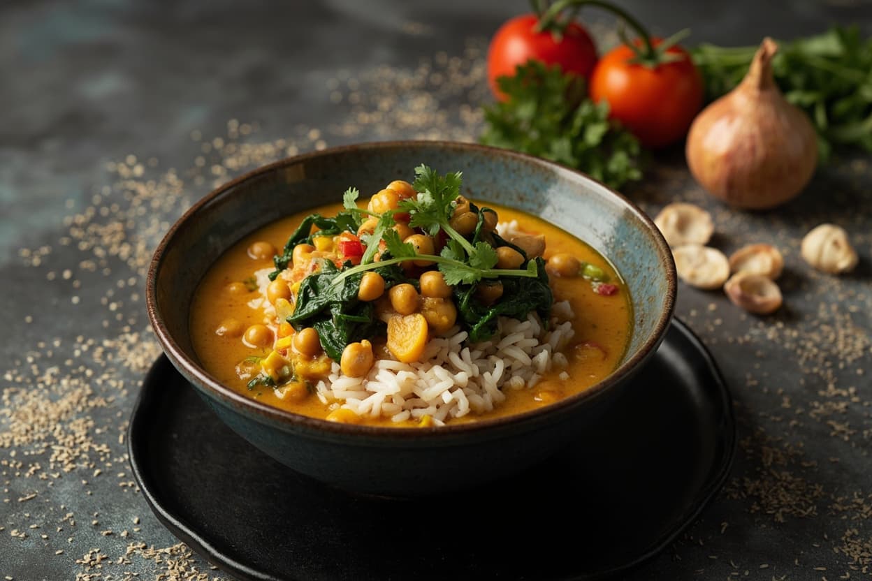 Chickpea and spinach curry