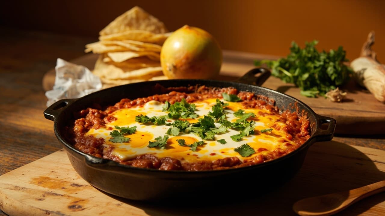 Chilaquiles Rojos with Eggs