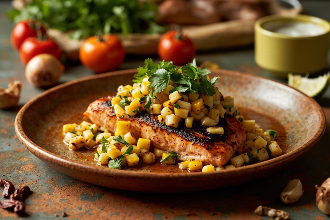 Chile-Lime Salmon with Charred Corn Salsa