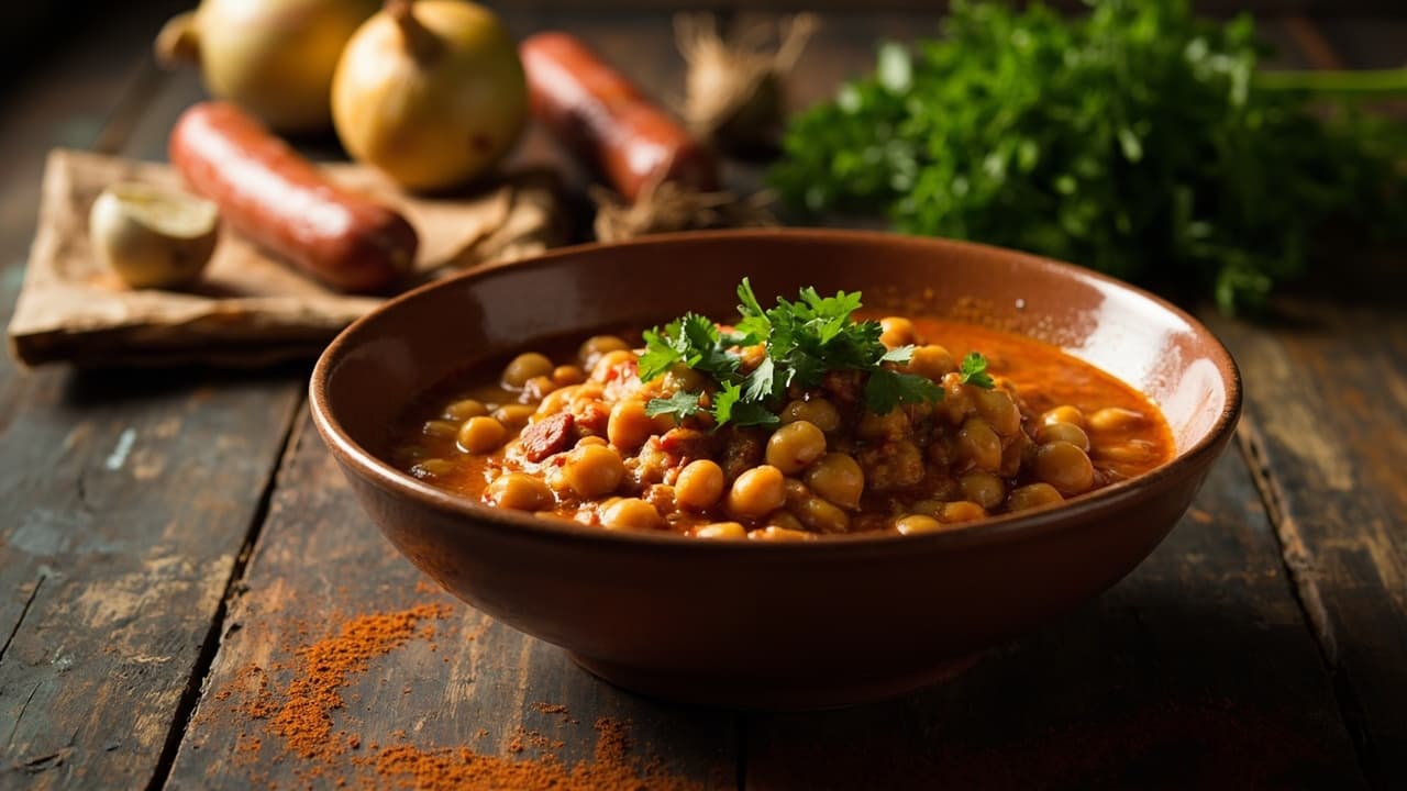 Chouriço and Chickpea Stew with Smoked Paprika