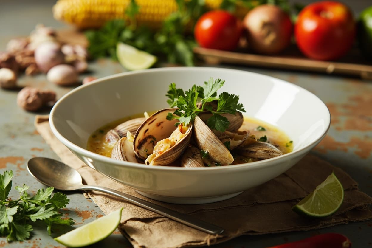 Clams in Corn and Lime Broth