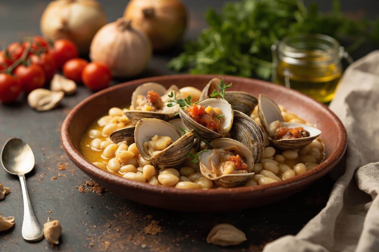 Clams Simmered with White Beans