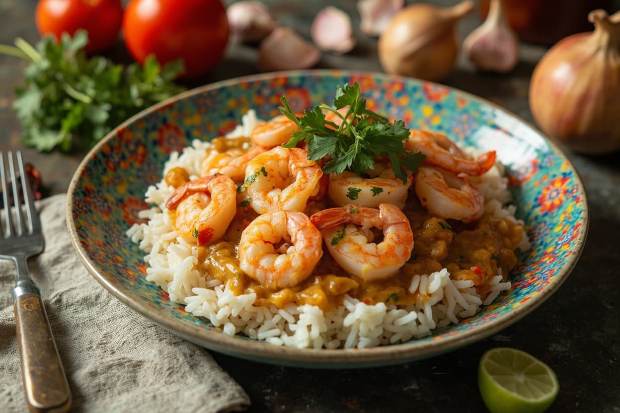 Coastal Garlic Shrimp over White Rice