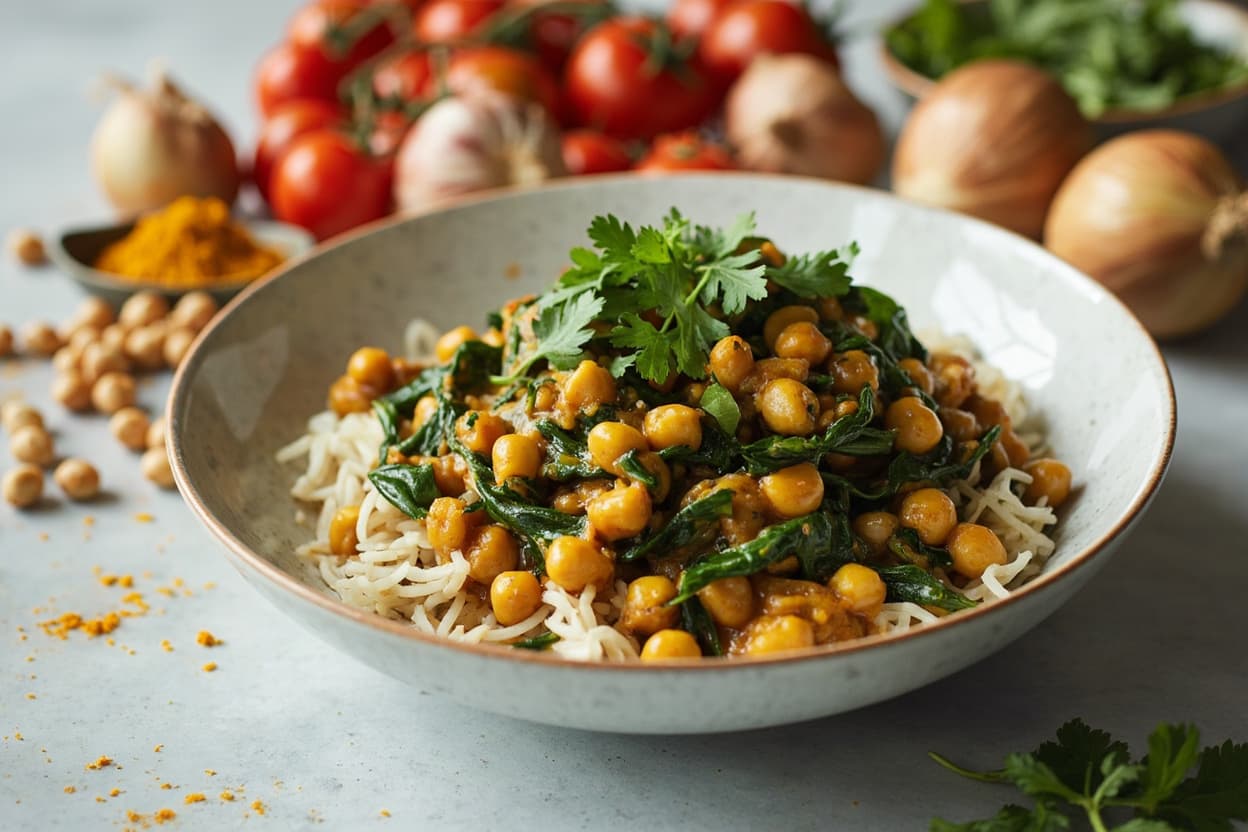Coconut Chickpea and Spinach Curry
