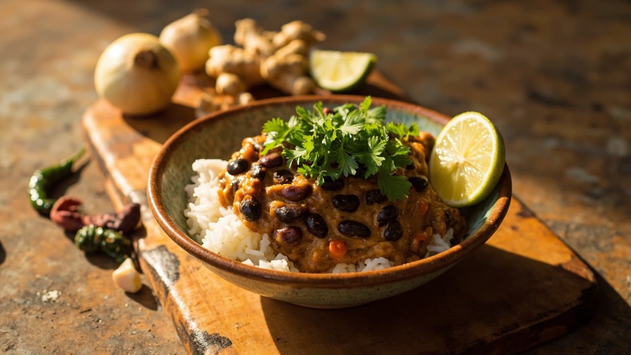 Coconut Curry Black Beans with Rice