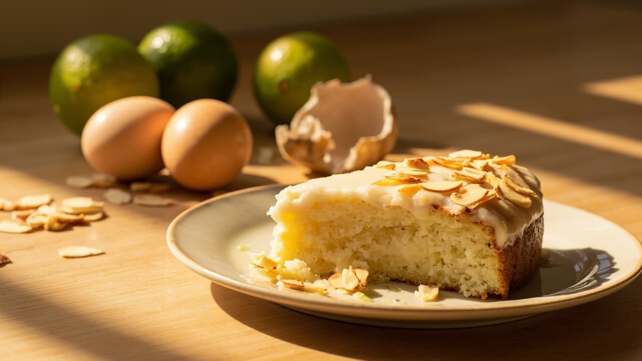 Coconut Flour and Lime Cake with Toasted Almonds