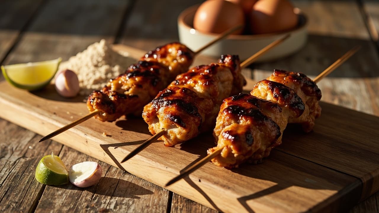 Coconut Flour–Crusted Chicken Thigh Skewers with Honey‑Lime Soy Glaze